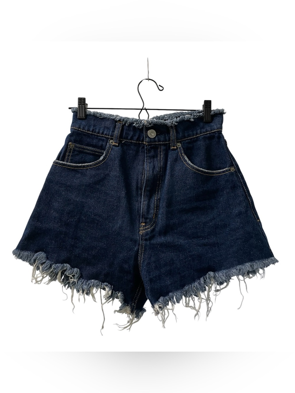 Moussy Dark Blue Denim High Rise Jean Shorts